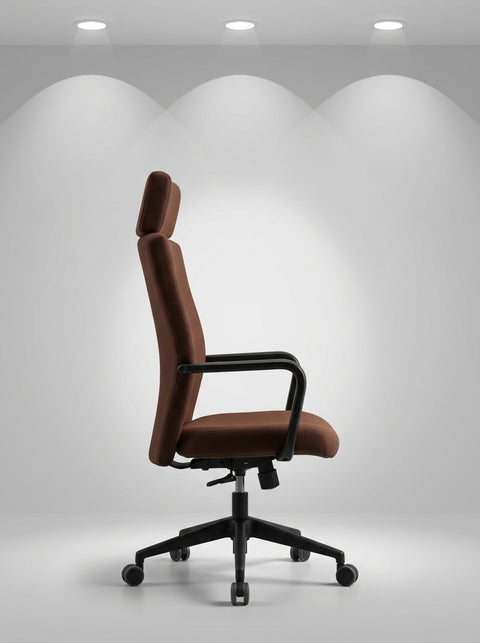 Presidential Leather Headrest Chair – Royal Burgundy & Chrome - Angle 1