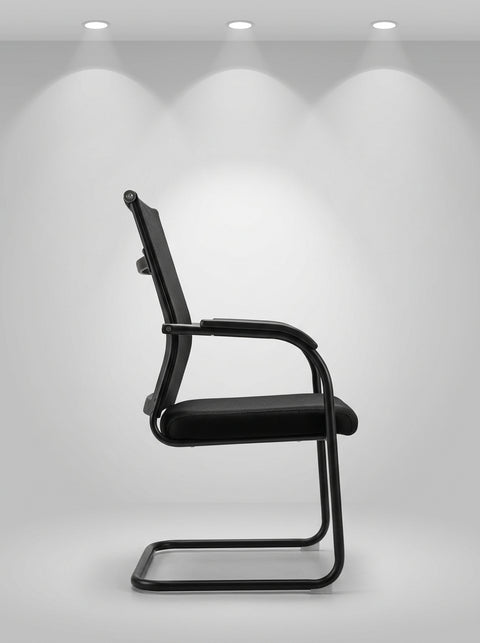 Kona Mesh Cantilever Visitor Chair – Obsidian Black - Angle 1