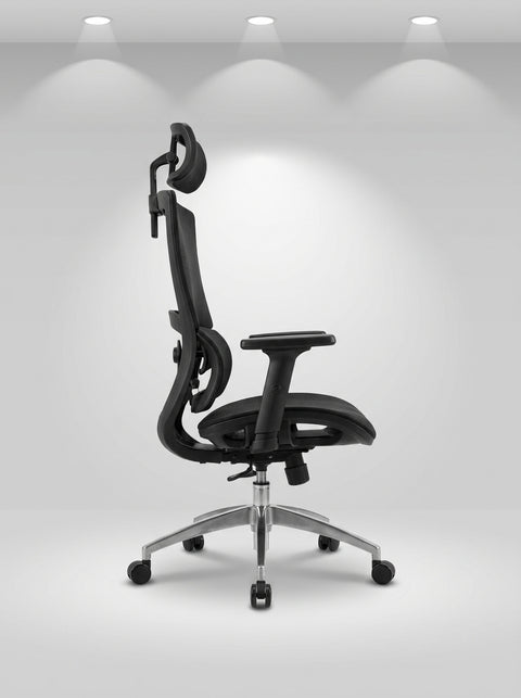 Titan High-Back Ergonomic Chair with Adjustable Headrest – All Black - Angle 1
