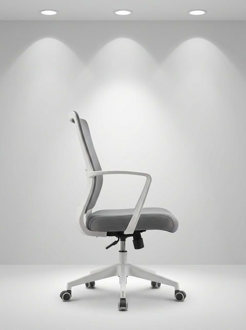 Stratus High-Back Executive Mesh Chair – Light Gray & Chrome - Angle 1