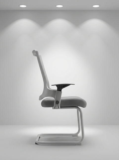 Kona Mesh Cantilever Visitor Chair – Cool Gray - Angle 1