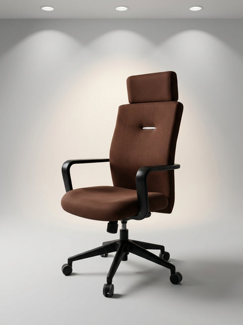 Presidential Leather Headrest Chair – Royal Burgundy & Chrome - Angle 2