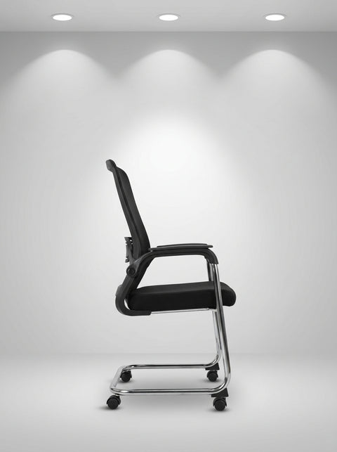 Kona Mesh Cantilever Visitor Chair – Obsidian Black - Angle 2