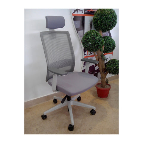 Grey High Back Executive Chairs Padded Arms & Hydraulic Base, Offix Furniture