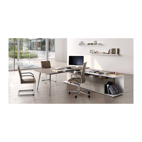 Monaco Modern Executive Desks Attached Side Return Credenza & Cable Box, Offix Furniture