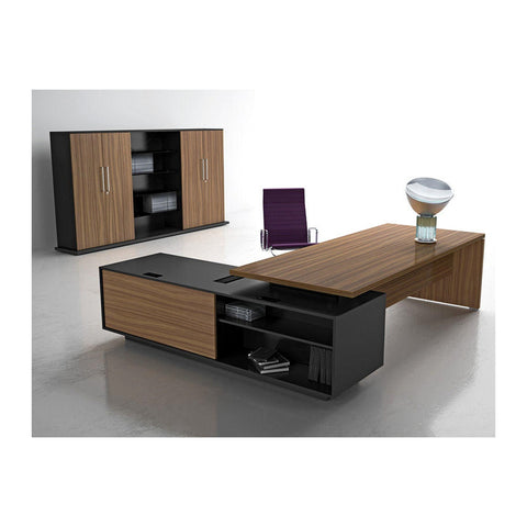 Ultom Modern Executive Desks Attached Side Return Credenza & Cable Box, Offix Furniture