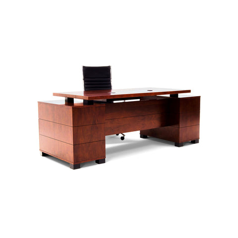 Lenoyn Modern Executive Desks Attached Side Return Credenza & Cable Box, Offix Furniture