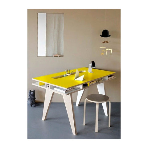 Yellow Study & Writing Desks Clean Worktop & Storage Utility Drawers, Offix Furniture