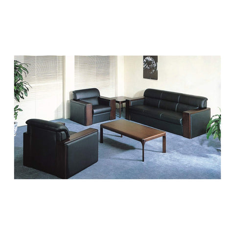 Gaetano Office Sofas (1/2/3 Seater) Acacia Wood Internal Frame & Leatherite, Offix Furniture