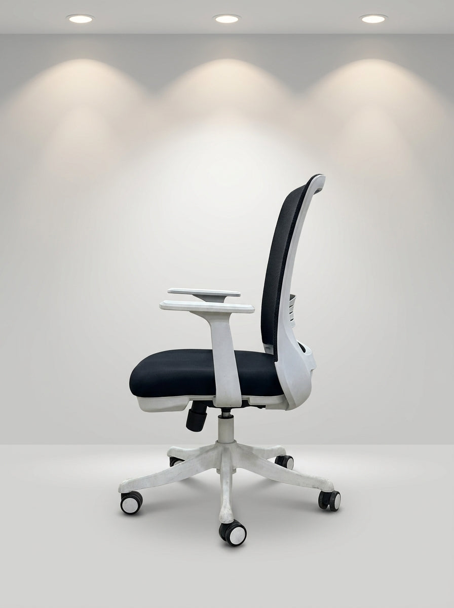 Aura Designer Ergonomic Chair – White Shell & Slate Mesh
