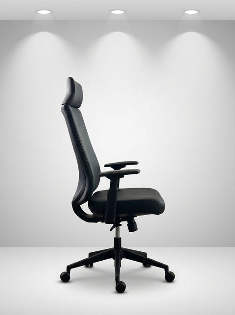 Titan High-Back Ergonomic Chair with Adjustable Headrest – Silver Gray - Angle 1