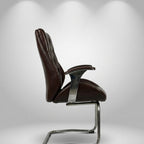 Oxford Tufted Sled Guest Chair – Vintage Saddle Brown - Angle 1