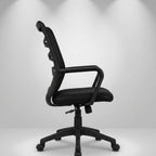 Milano Low-Profile Ribbed Manager Chair – Sleek Black & Chrome - Angle 1