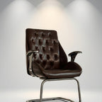 Oxford Tufted Sled Guest Chair – Vintage Saddle Brown - Angle 2