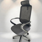 Titan High-Back Ergonomic Chair with Adjustable Headrest – Silver Gray - Angle 2