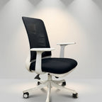 Nexus Ergonomic Mesh Chair with 90° Flip-Up Arms – Arctic White & Charcoal - Angle 2