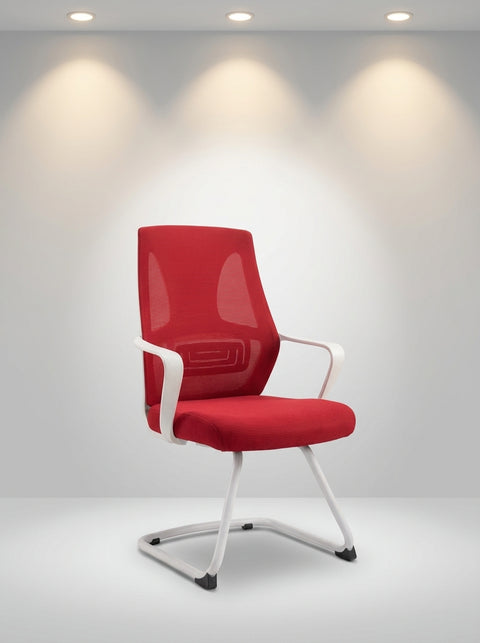 Verve Cantilever Visitor Chair – Bold Red - Angle 2