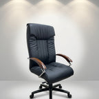 Senator Classic Executive Leather Chair – Solid Wood Arms & Base – Rich Black - Angle 2