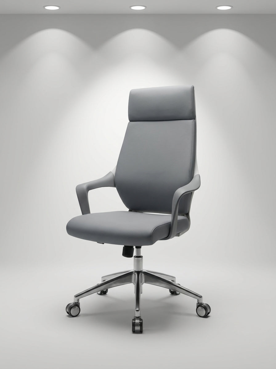 Stratus High-Back Executive Mesh Chair – Light Gray & Chrome
