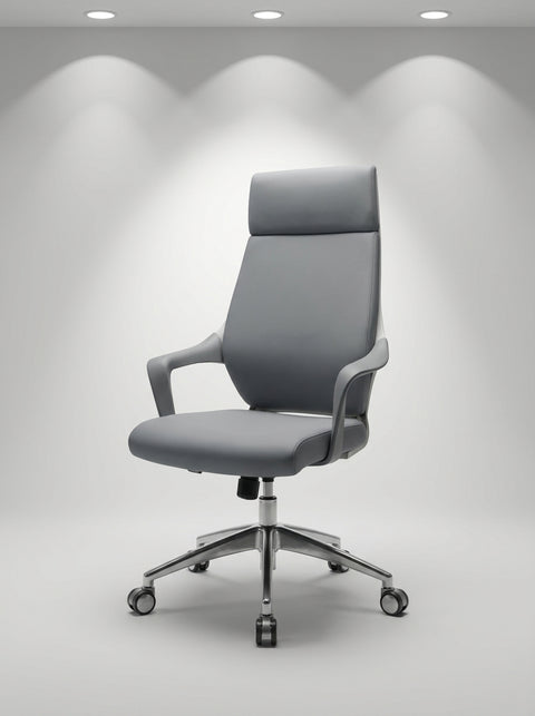 Stratus High-Back Executive Mesh Chair – Light Gray & Chrome - Angle 2