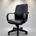 Milano Low-Profile Ribbed Manager Chair – Sleek Black & Chrome - Angle 2