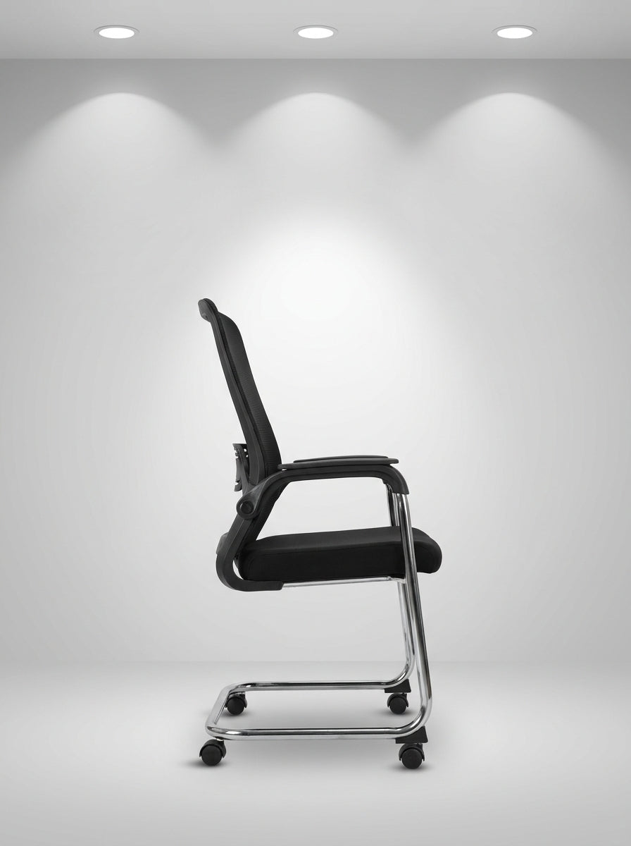 Kona Mesh Cantilever Visitor Chair – Obsidian Black