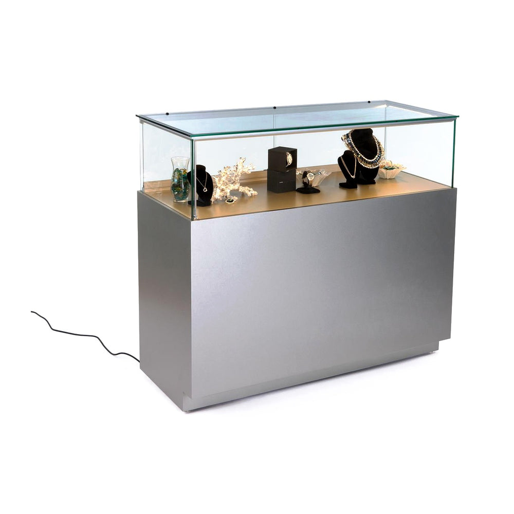 Commercial Display Racks Gtledqslv (gtledq4slv.rw_zoom) – Multi-Tier Cantilever Display Shelves