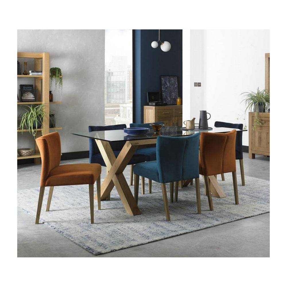 Canteen Tables & Dining Sets Picano (___t__t_u_turin_light_oak_6_seater_glass_top_dining_table_10_96) – Heavy-Duty Steel Base & Easy-Clean Table