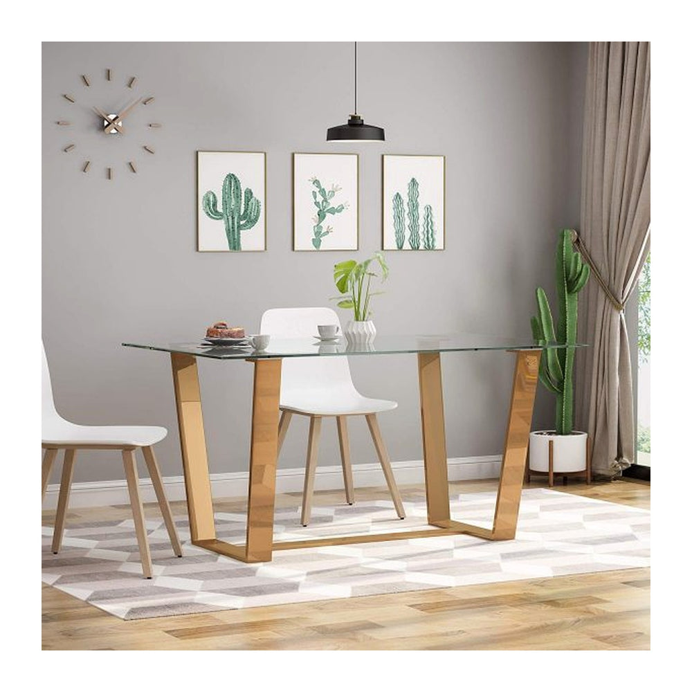 Canteen Tables & Dining Sets Glass (glass-top-dining-table-with-gilded-trellis-base-600x600) – Heavy-Duty Steel Base & Easy-Clean Table