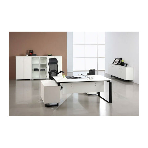 Sienna Modern Executive Desks Attached Side Return Credenza & Cable Box, Offix Furniture