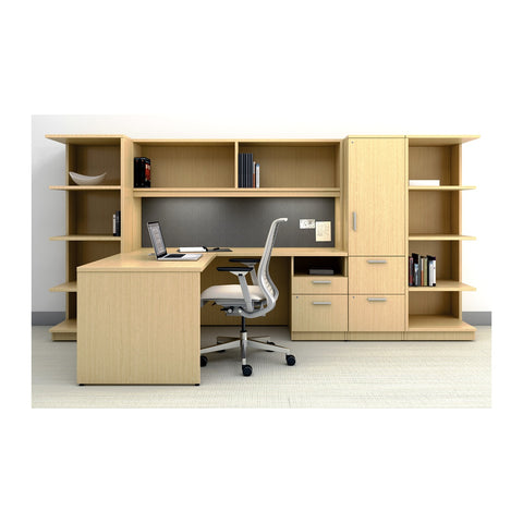 Sxn Modern Executive Desks Attached Side Return Credenza & Cable Box, Offix Furniture