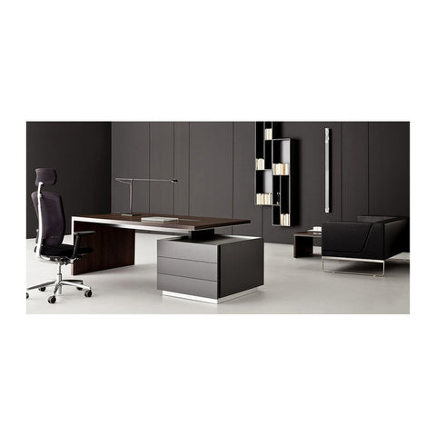 Taiko Modern Executive Desks Attached Side Return Credenza & Cable Box, Offix Furniture