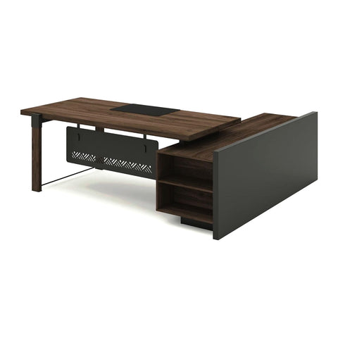 Vomik Modern Executive Desks Attached Side Return Credenza & Cable Box, Offix Furniture