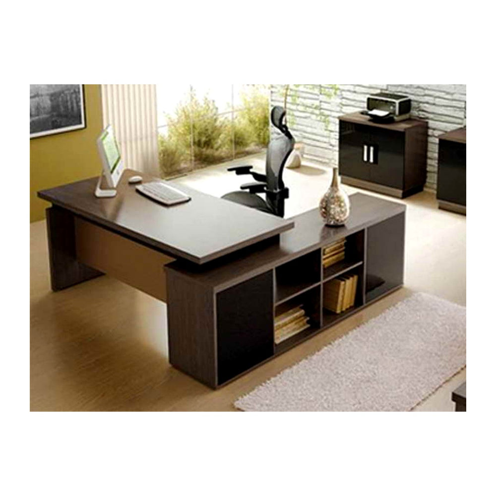 Modern Executive Desks Lidois (073) – Attached Side Return Credenza & Cable Box