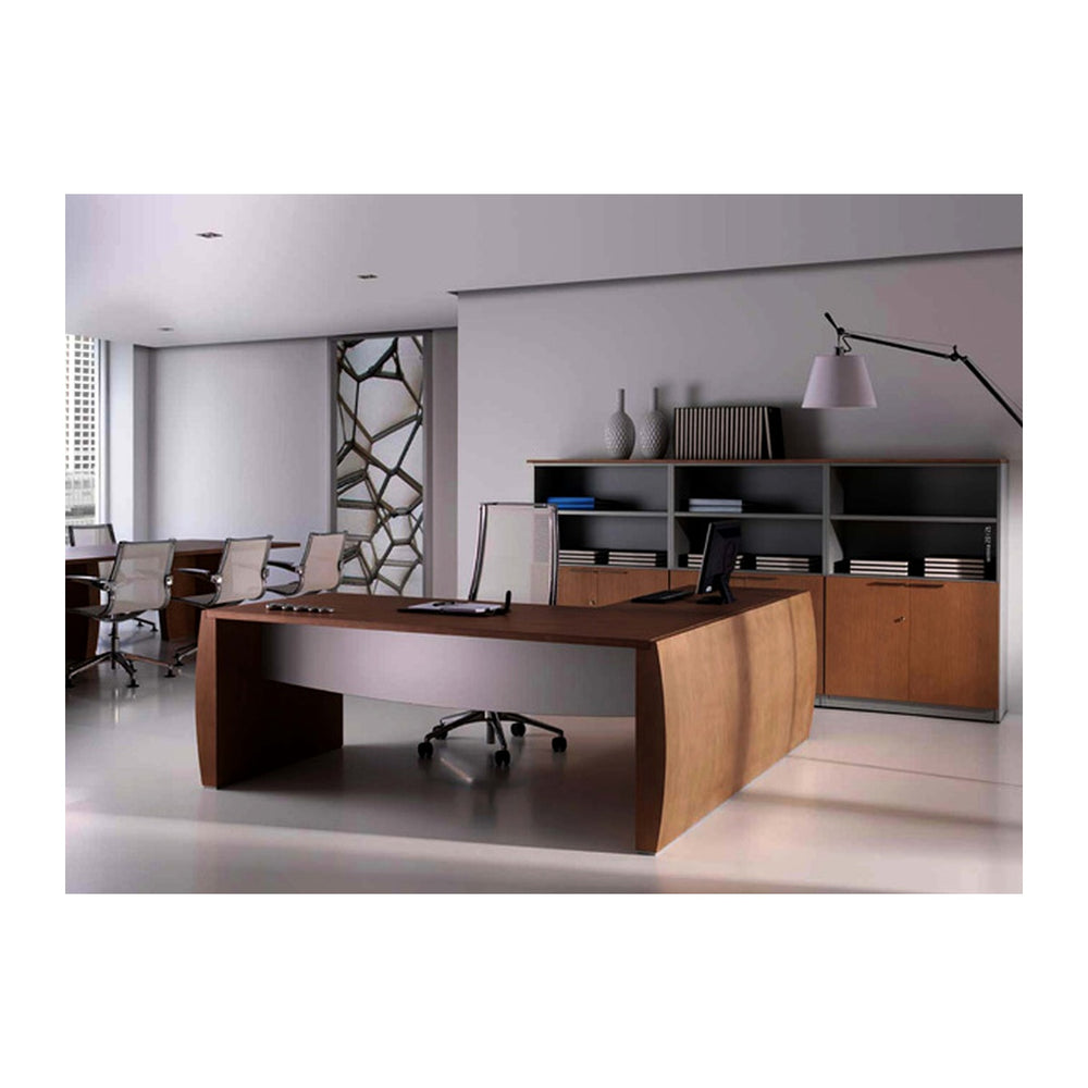 Modern Executive Desks Lidoun (080) – Attached Side Return Credenza & Cable Box