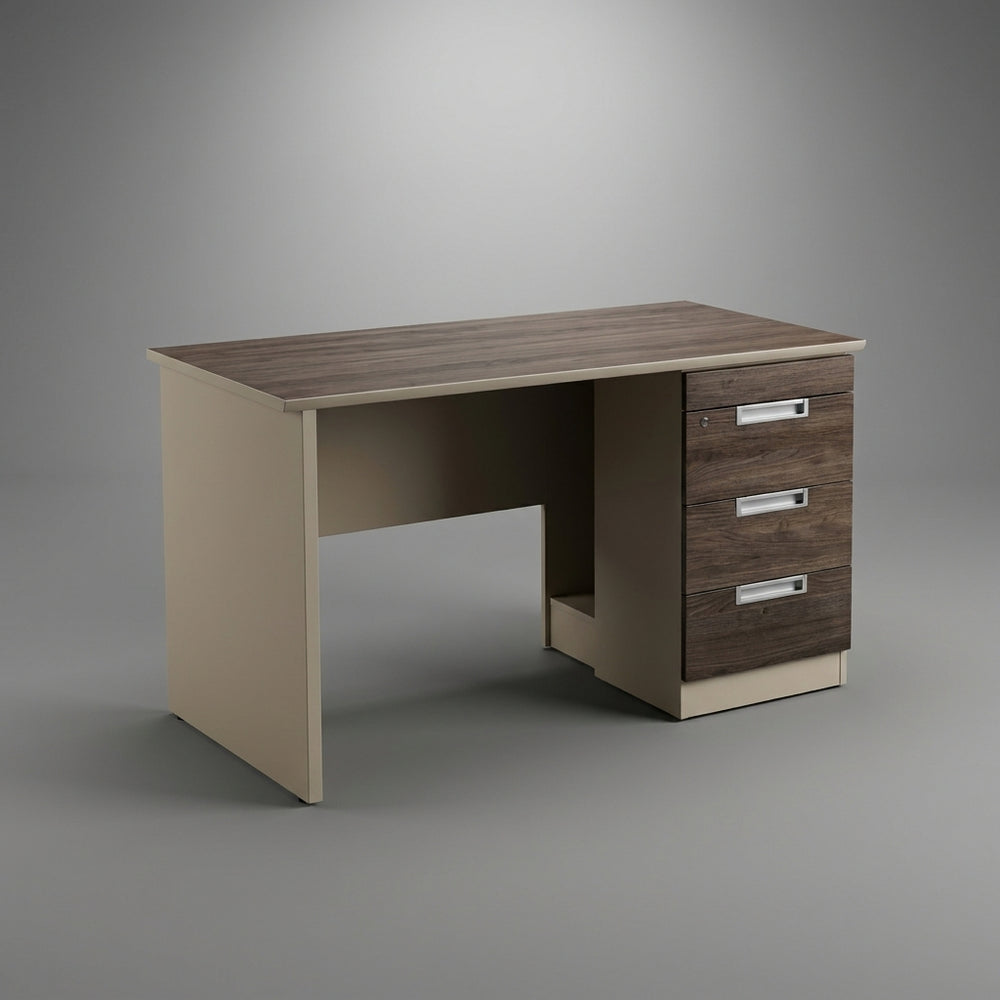 Nordic Compact Writing Desk with 3-Drawer Pedestal – Sand Dune Oak