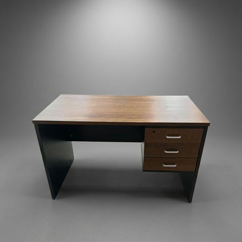 Apex Minimalist Task Desk with 3-Drawer Storage – Honey Oak & Charcoal - Offix Furniture
