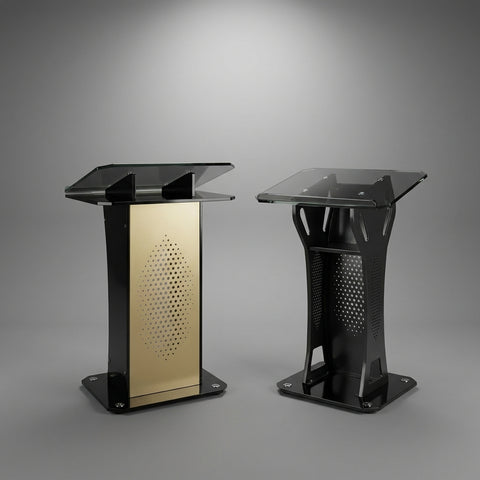 Sovereign Metallic Presentation Lectern – Champagne Gold & Matte Black Finish - Offix Furniture